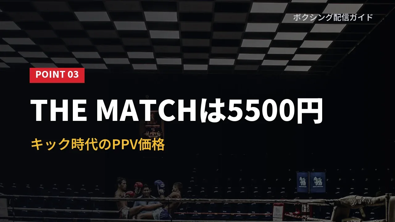 THE MATCH 2022のPPV価格が5500円だったことを示すバナー