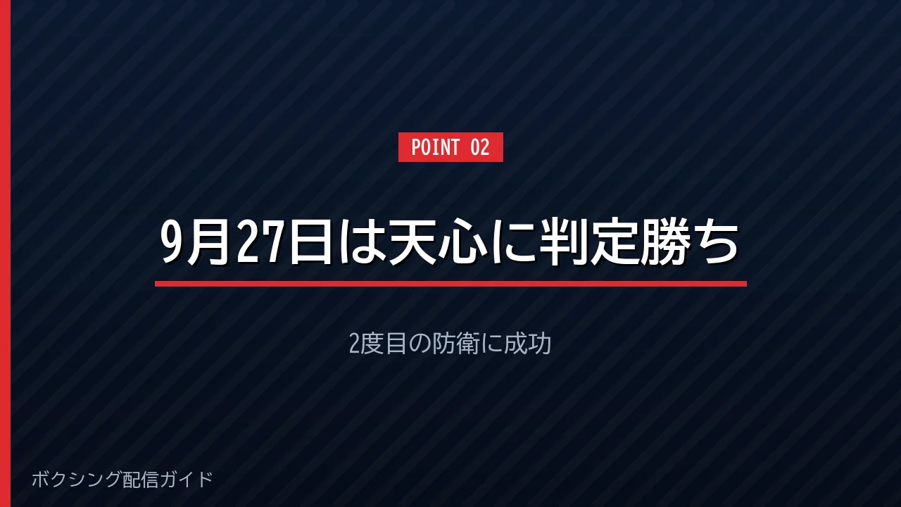 2026年9月27日に那須川天心との再戦に勝ったことを示すバナー