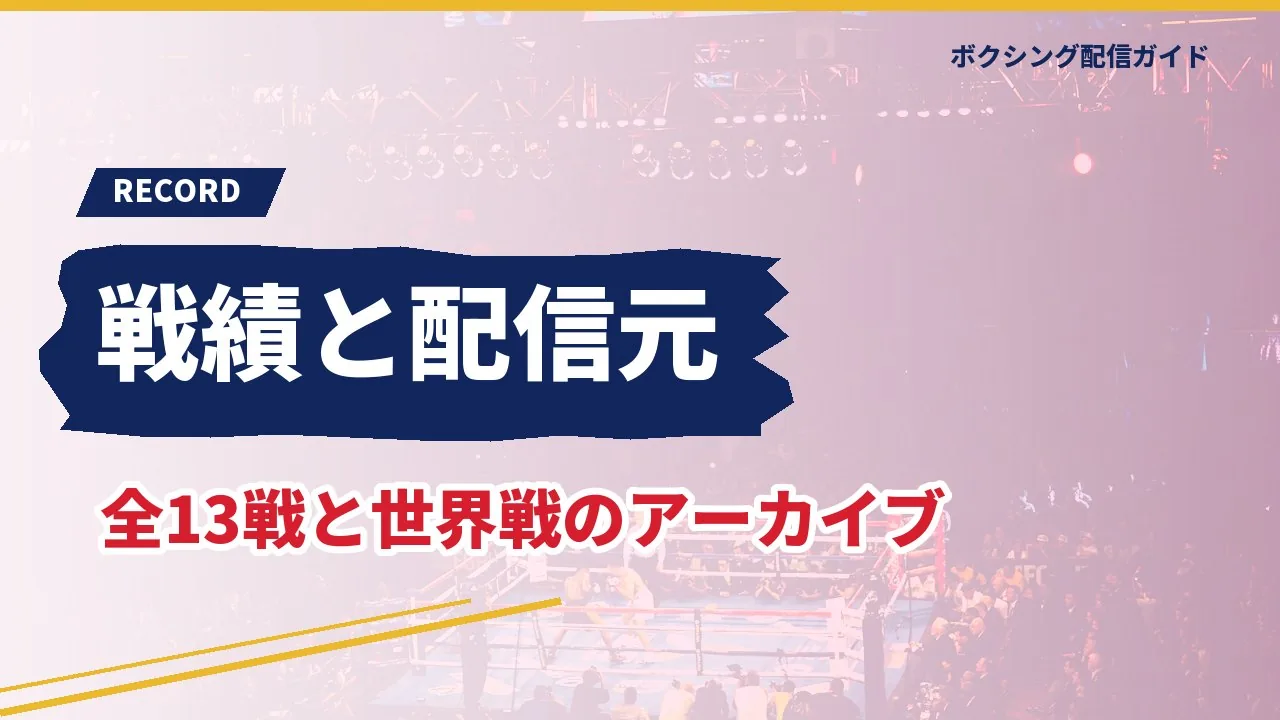 武居由樹のボクシング全13戦と配信元を示すバナー