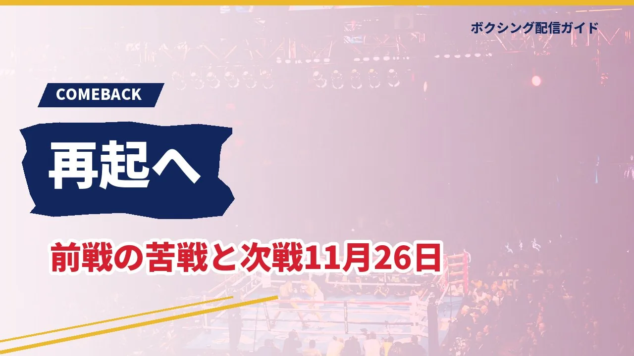 武居由樹の再起と次戦を示すバナー