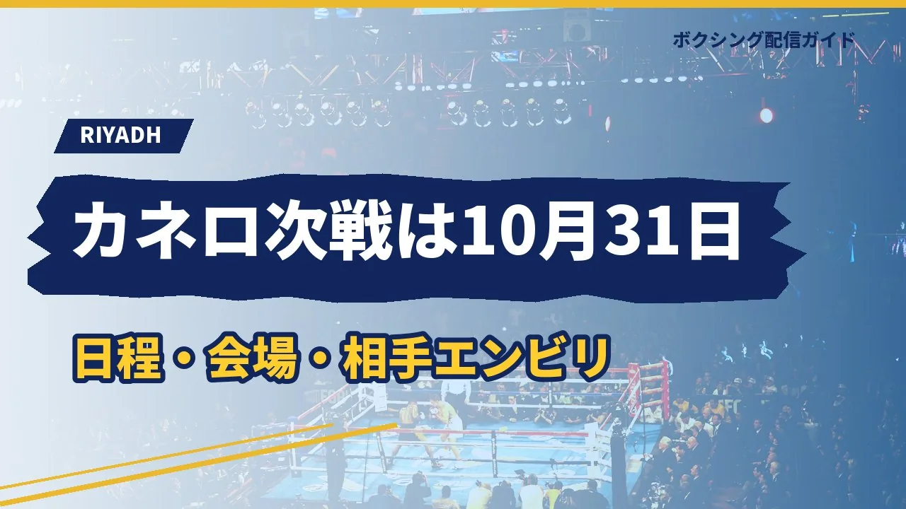 カネロ・アルバレスの次戦の日程と会場を示すバナー