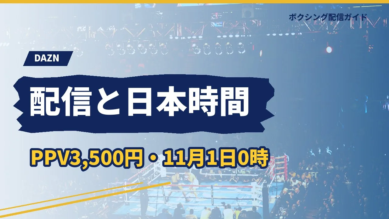 カネロ・アルバレスの次戦の配信と日本時間を示すバナー