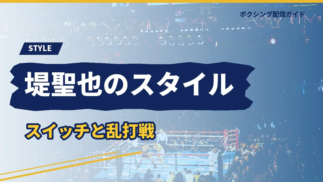 堤聖也のボクシングのスタイルを示すバナー