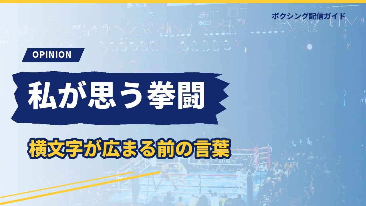 拳闘について筆者の考えを示すバナー
