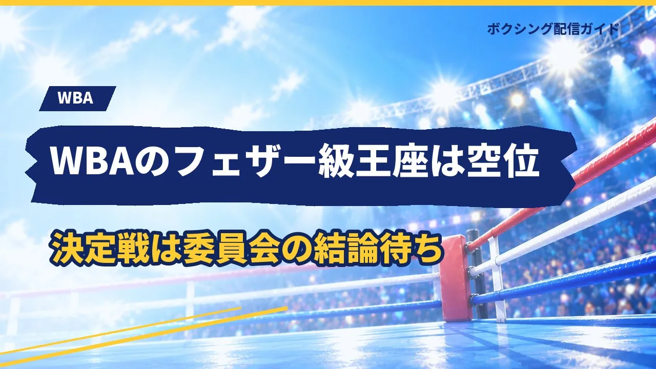 WBAのフェザー級王座が空位であることを示すバナー