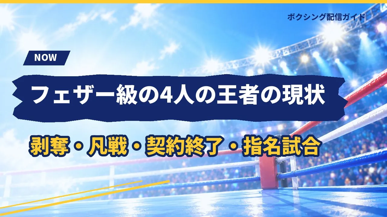 フェザー級の4人の王者の現状を示すバナー
